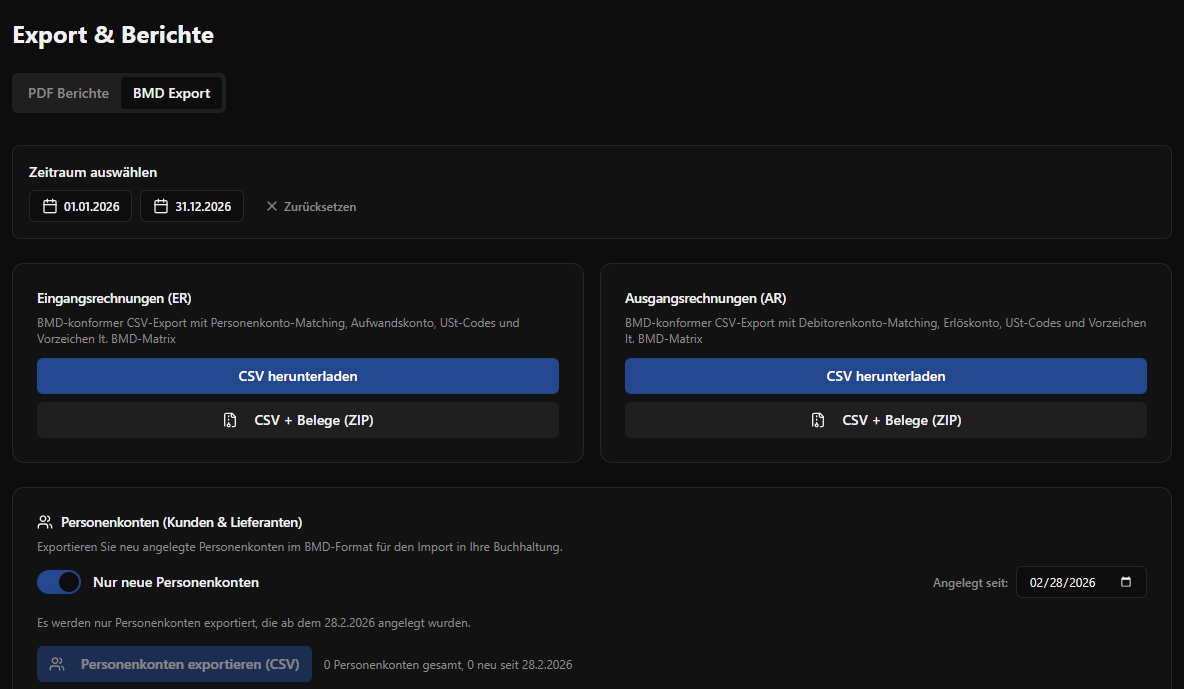 Steuerberater-Schnittstelle Screenshot